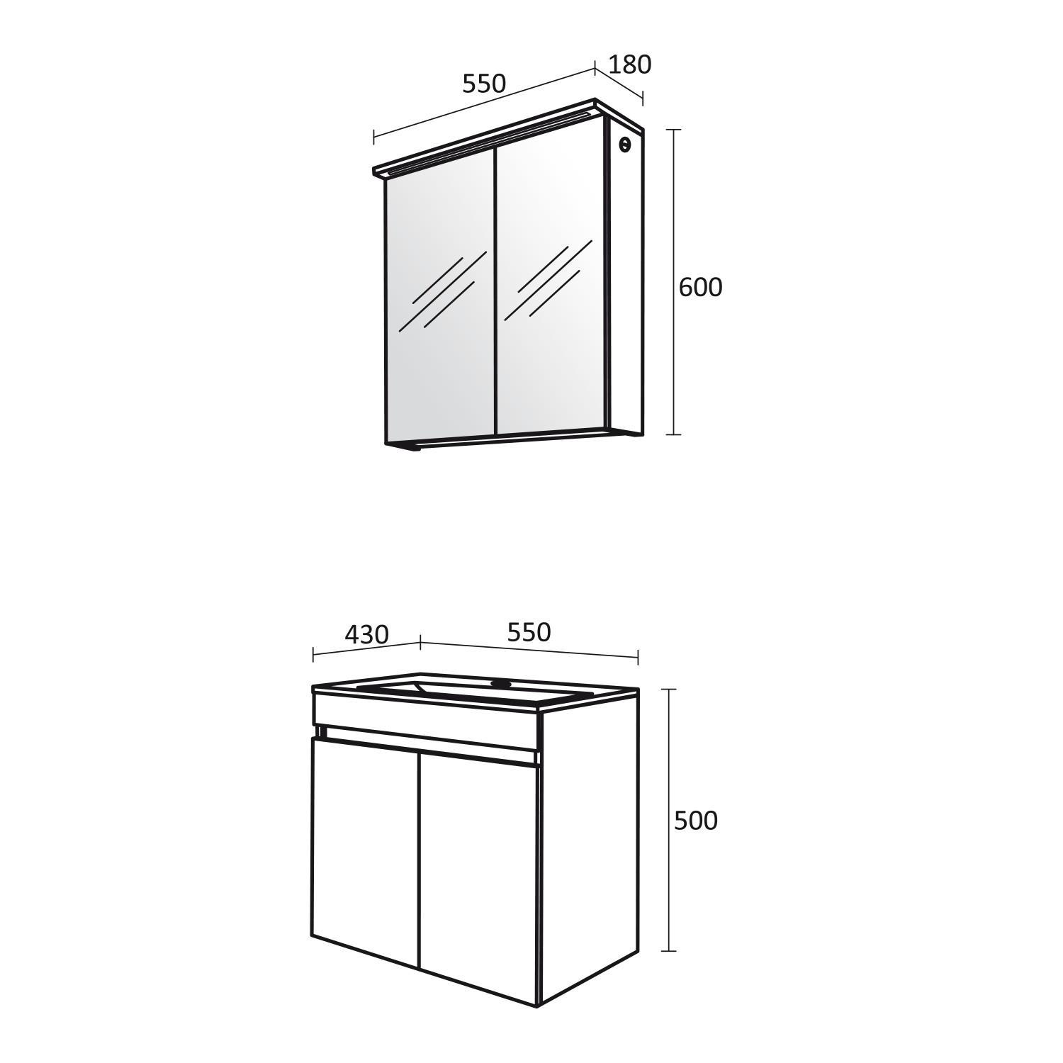 Комплект шкафове за баня Ели