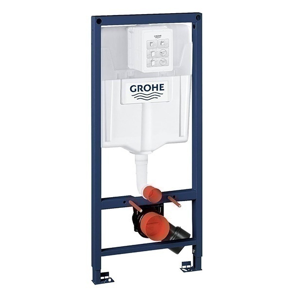 Структура Grohe с квадратен бутон и тоалетна Tondo с биде и смесител