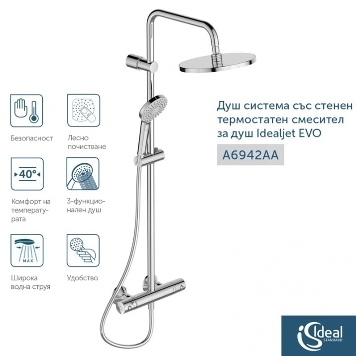 Душ система с термостатен смесител за душ IdealJet Evo