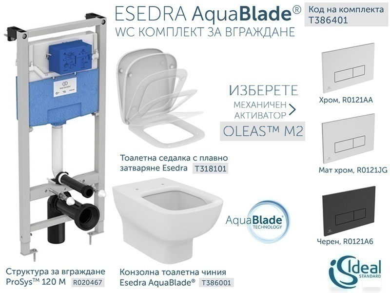 WC Комплект за вграждане Esedra Aquablade