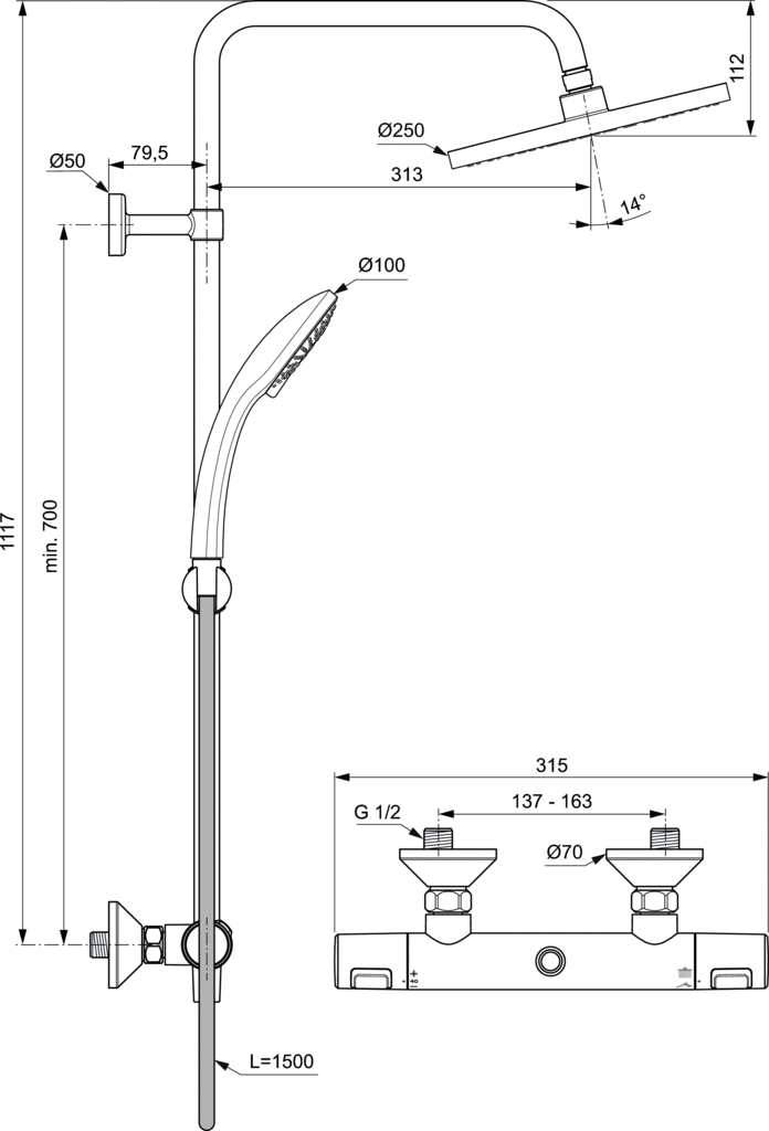 Душ система Ceratherm T25