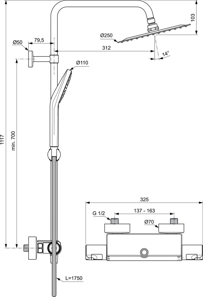 Ceratherm T50 душ система
